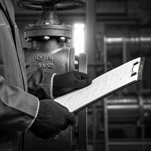 CWI-certified inspector reviewing checklist at oil and gas fabrication facility Houston TX